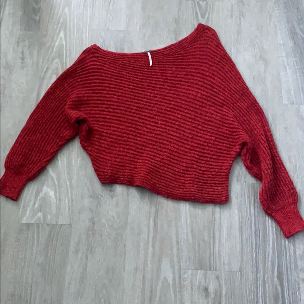 Free People Red Off Shoulder Sweater